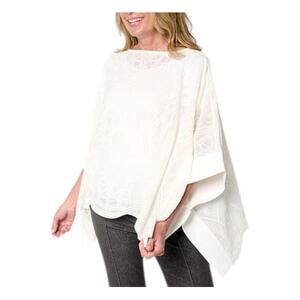 WynneCollection Women's Embroidered Chiffon Poncho Cloud - Regular